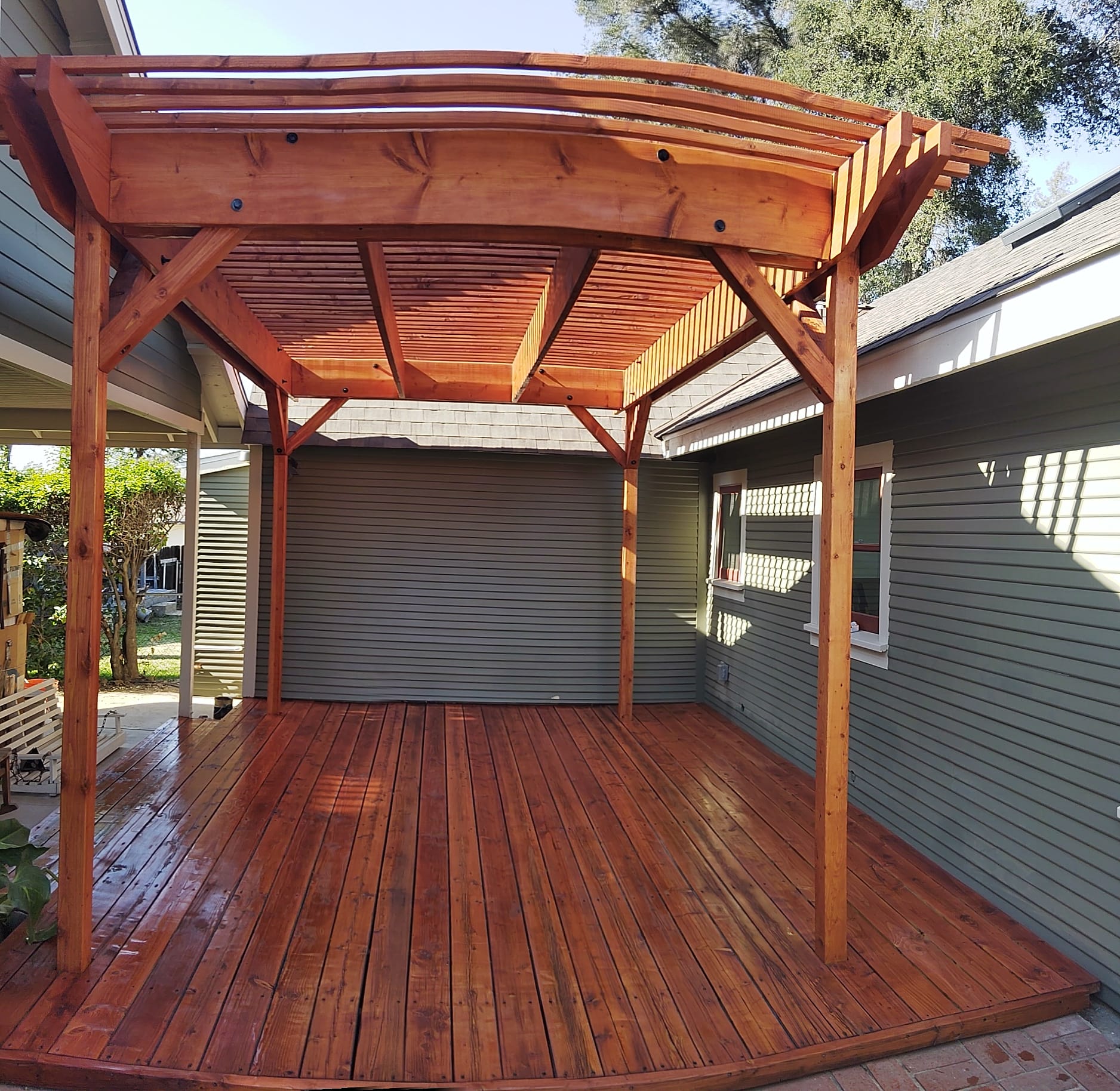 Backyard Porch & Pergola after